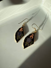 Load image into Gallery viewer, Vintage Cloisonné Enamel Floral Gold Plated Earrings
