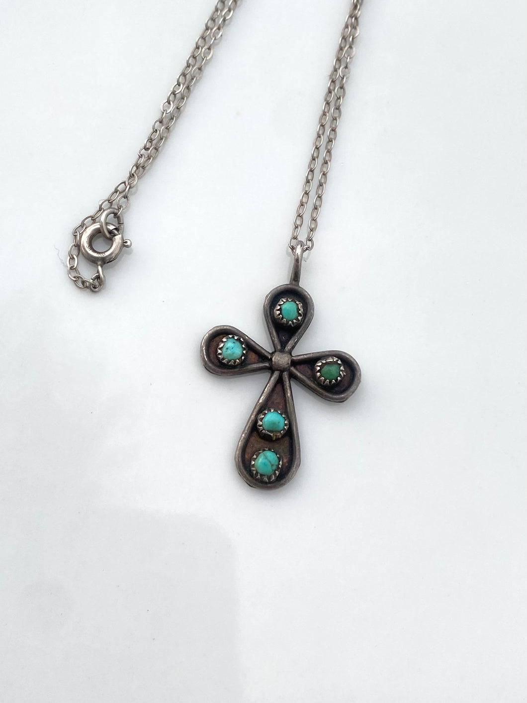 Turquoise Sterling Silver Cross Necklace