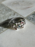 Multicolor Bezel Set Sterling Silver Ring Size 9