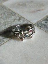 Load image into Gallery viewer, Multicolor Bezel Set Sterling Silver Ring Size 9
