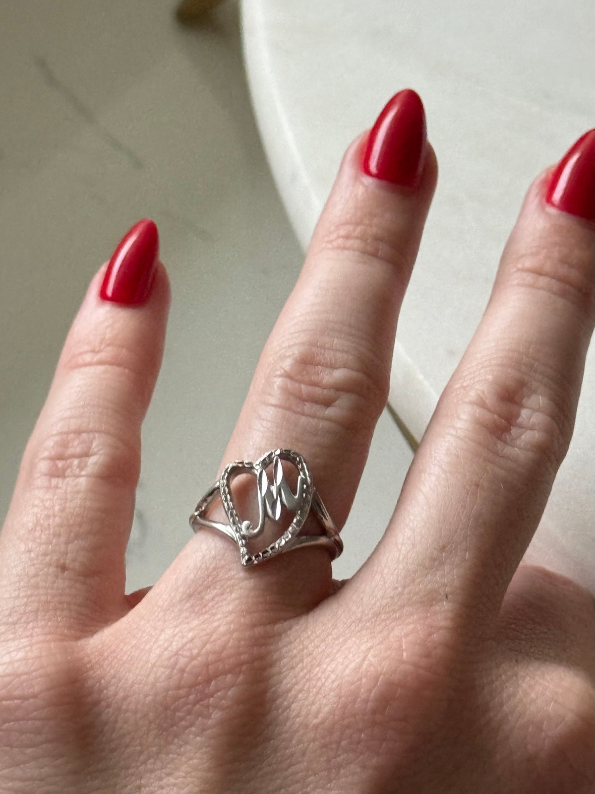 ‘M’ Sterling Silver Ring Size 5.25