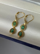 Load image into Gallery viewer, Natural Emerald 14k Yellow Gold Earrings
