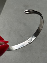 Load image into Gallery viewer, Vintage Artist Signed Mother of Pearl Sterling Cuff Bracelet
