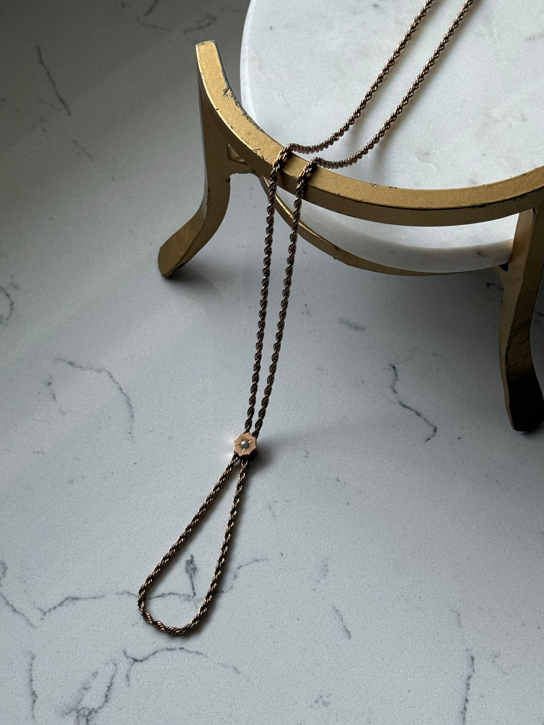 Antique Gold Fill & 10k Gold Slider Watch Rope Chain w/ Dog Clip