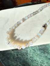 Load image into Gallery viewer, Agate Beaded Sterling Silver Necklace 18”
