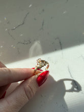 Load image into Gallery viewer, Vintage 14k Yellow Gold Hearts of Claddagh Diamond Ring Size 6.5
