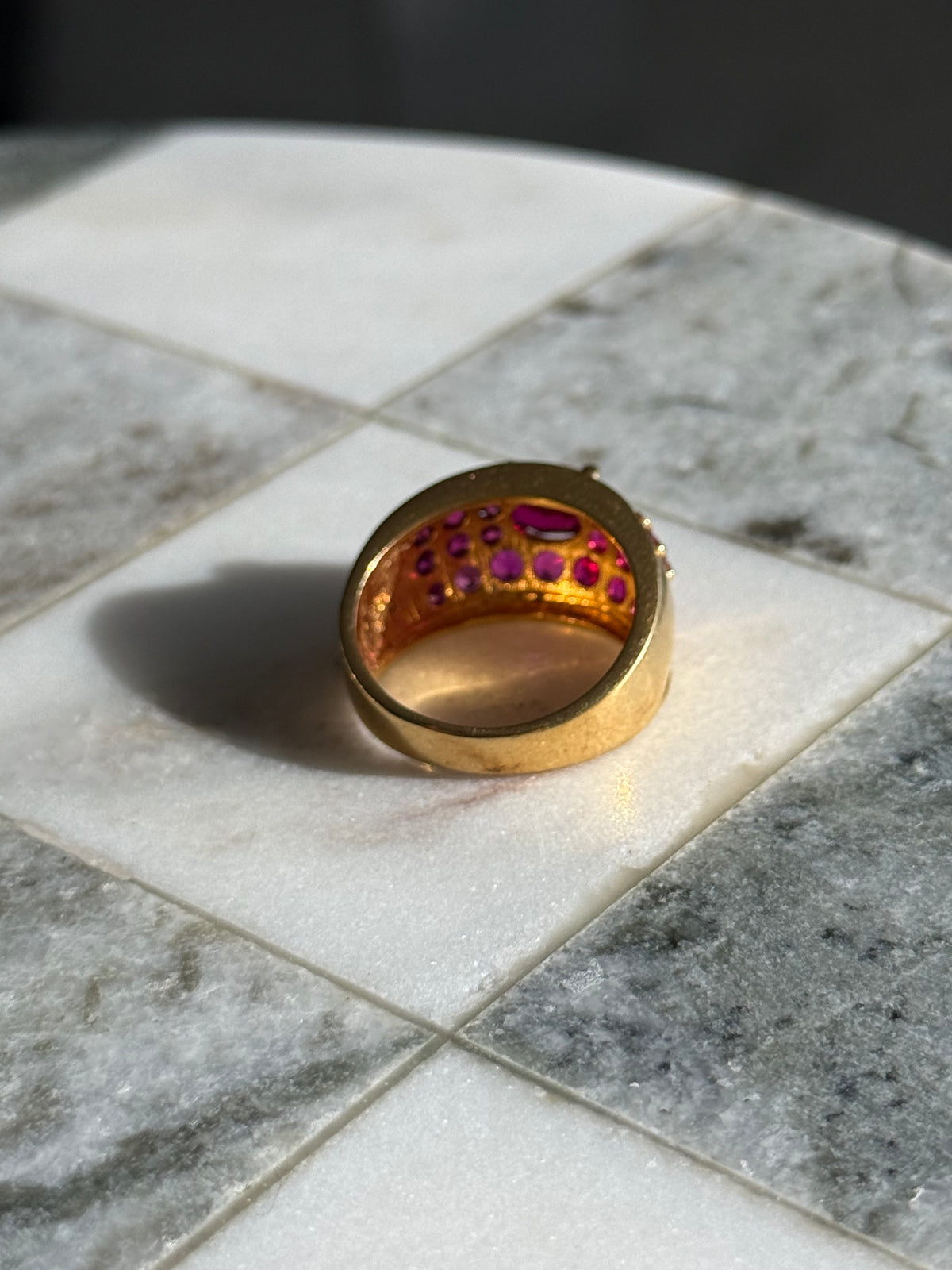 Synthetic Pink Sapphire Gold Vermeil Ring Size 10