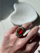Load image into Gallery viewer, Orange Glass Sterling Silver Ring Size 5

