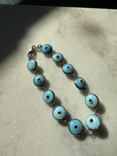 Load image into Gallery viewer, Evil Eye Sterling Silver Bracelet 7.25”
