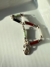 Load image into Gallery viewer, Jade Quartz Black Onyx Sterling Silver Bracelet 7”
