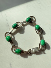 Load image into Gallery viewer, Vintage Eliat Green Stone 900 Silver Bracelet
