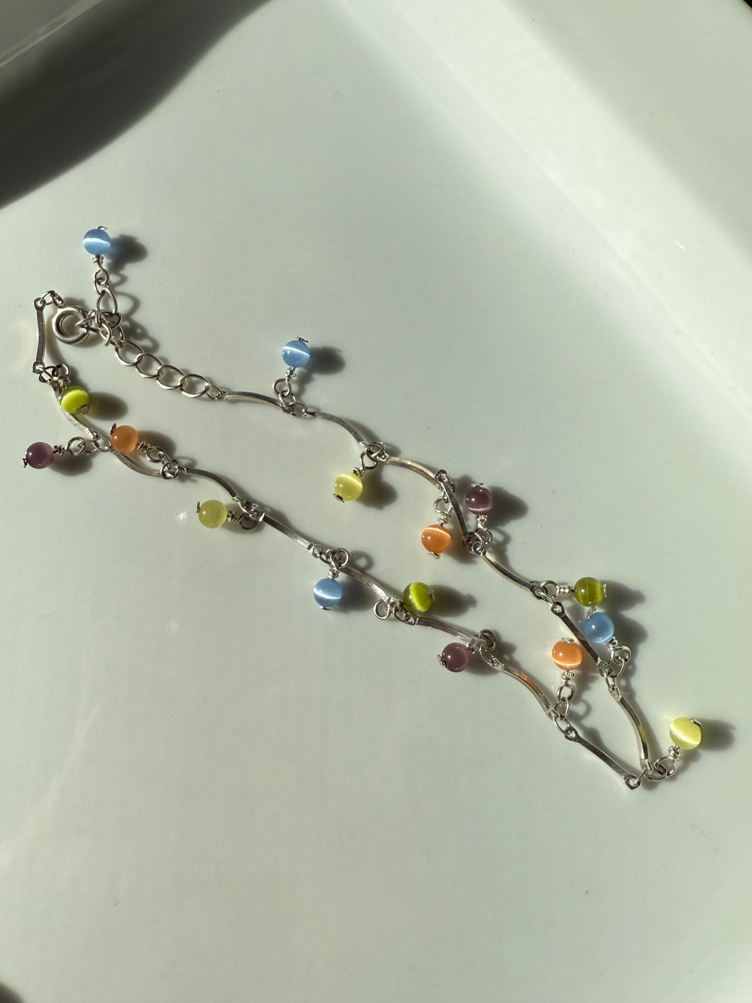 Colorful Sterling Silver Ankle Bracelet
