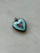 Load image into Gallery viewer, Vintage Guilloche Enamel Sterling Heart Charm

