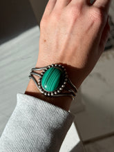 Load image into Gallery viewer, Vintage Malachite Sterling Silver Cuff Bracelet
