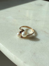 Load image into Gallery viewer, Toi et Moi Pearl &amp; Ruby 14k Yellow Gold Size 6
