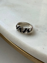 Load image into Gallery viewer, Sterling Silver Black &amp; White Glass Stone Ring Size 8
