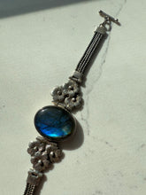 Load image into Gallery viewer, Vintage Floral Labradorite Sterling Toggle Clasp Bracelet
