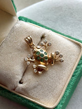 Load image into Gallery viewer, Solid 14k Yellow Gold Emerald Diamond Frog Pendant
