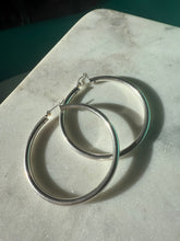 Load image into Gallery viewer, Extra Large Sterling Silver Hoop Earrings 2.25”
