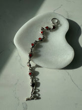 Load image into Gallery viewer, Mexico Red Enamel Heart Sterling Silver Toggle Clasp Bracelet 7.25”
