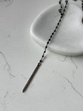 Load image into Gallery viewer, Adornia Black Bead &amp; Diamond Sterling Drop Lariat Necklace
