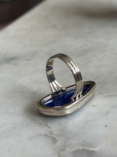 Load image into Gallery viewer, Chunky Lapis Sterling Silver Ring Size 9
