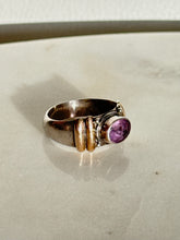 Load image into Gallery viewer, Amethyst Two-Tone Sterling Silver Ring Size 7.5
