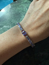 Load image into Gallery viewer, Purple Sterling Silver Tennis Bracelet 7.25”

