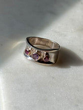 Load image into Gallery viewer, Vintage Amethyst &amp; Tourmaline Sterling Silver &amp; 10k Gold Ring Size 5.25
