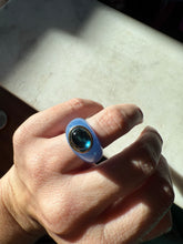 Load image into Gallery viewer, Jade &amp; Blue Topaz Ring w/ 14k Yellow Gold Size 6.25
