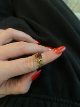 Load image into Gallery viewer, Vintage Emerald Cut Garnet 10k Gold Ring
