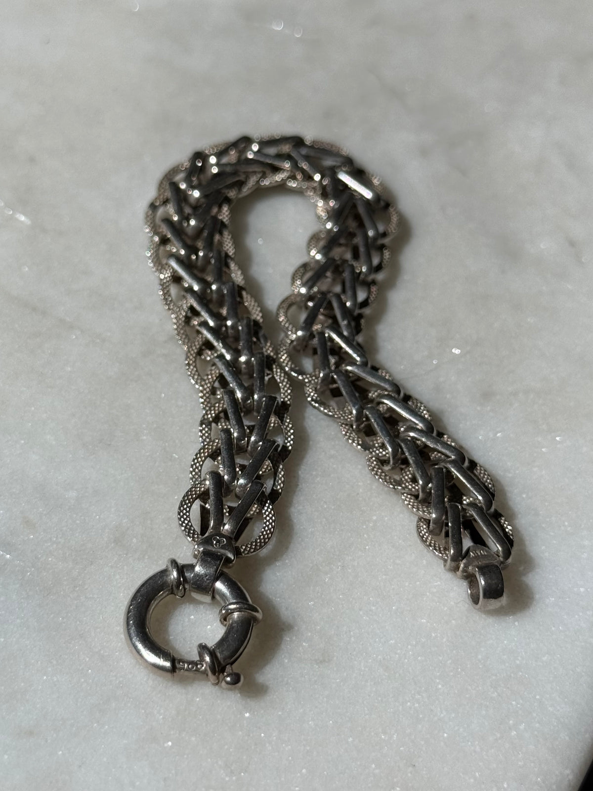 Vintage Sterling Silver Sailor Bolt Clasp Bracelet 7.25”