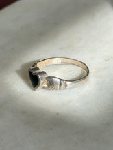 Load image into Gallery viewer, Black Enamel Heart Sterling Ring Size 7.5
