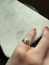 Load image into Gallery viewer, Black Enamel Ankh Sterling Silver Ring Size 5
