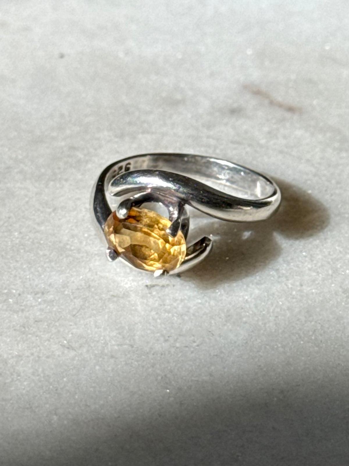 Vintage Citrine Sterling Silver Ring Size 6.5