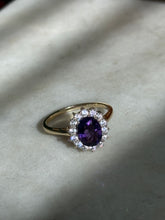 Load image into Gallery viewer, Purple Halo Gold Vermeil Ring Size 9
