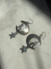 Load image into Gallery viewer, Sterling Silver Wolf on the Moon Earrings
