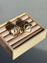 Load image into Gallery viewer, Italian 14k Yellow Gold Flower Omega Back Earrings *has dents*
