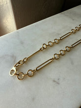 Load image into Gallery viewer, Italian Trombone Link 14k Gold Chain 17”
