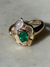 Load image into Gallery viewer, Emerald &amp; Diamond 14k Gold Ring Size 9
