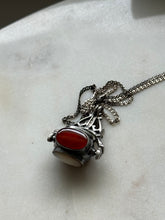 Load image into Gallery viewer, Vintage Multistone Spinner Fob Sterling Necklace 17.75”
