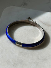 Load image into Gallery viewer, Vintage Blue Enamel Sterling Silver Bangle Bracelet
