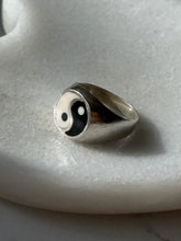 Load image into Gallery viewer, Yin Yang Enamel Sterling Silver Ring Size 8.75
