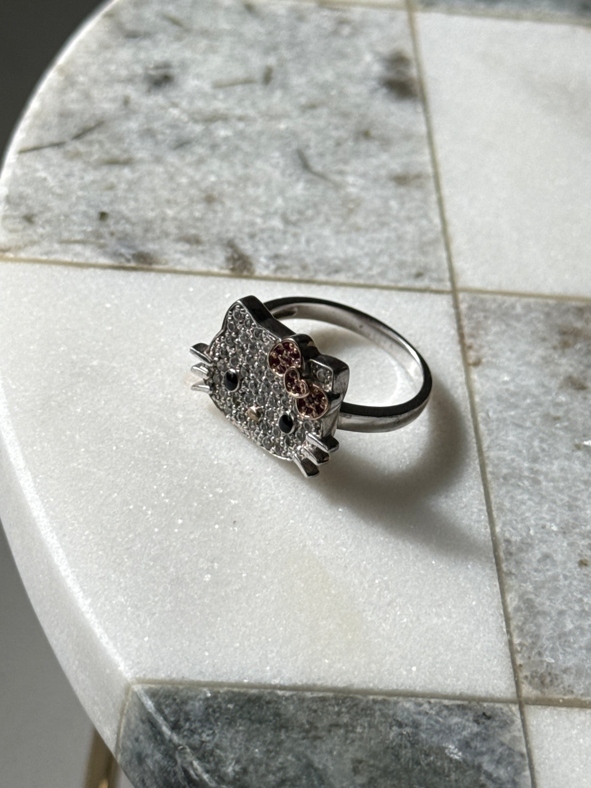 Hello Kitty Sanrio Sterling Silver CZ Ring Size 9