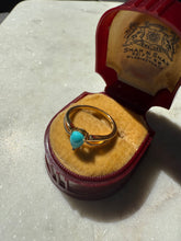 Load image into Gallery viewer, Turquoise Gold Vermeil Dainty Ring Size 7.25
