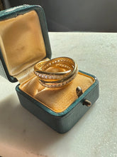 Load image into Gallery viewer, CZ Gold Vermeil Double Band Ring Size 9.25
