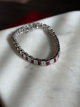 Load image into Gallery viewer, Sterling Silver CZ &amp; Glass Stone Tennis Bracelet 6.5”
