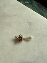 Load image into Gallery viewer, Antique 14k Rosey Gold Garnet &amp; Pearl Charm
