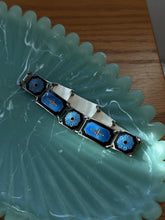 Load image into Gallery viewer, Vintage Norway Blue Black Enamel Sterling Silver Bracelet 7.25”
