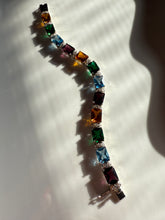 Load image into Gallery viewer, Multicolor Gemstone Sterling Silver Chunky Tennis Bracelet 7.25”
